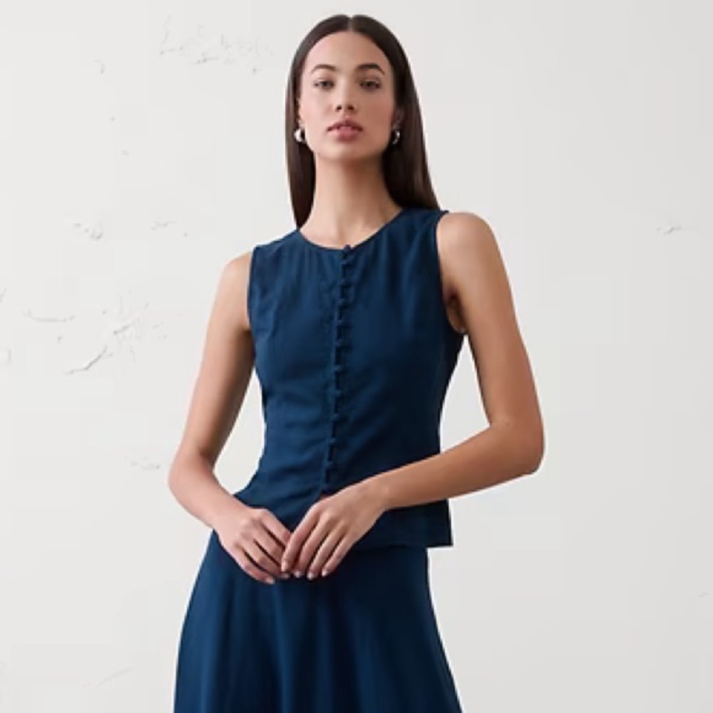 NWT Banana Republic LINEN-RAYON TIE-BACK TOP